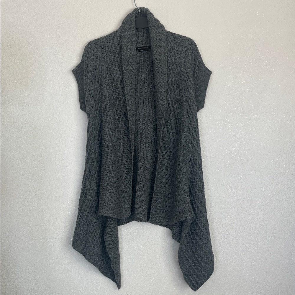 BCBGMaxAzria Dark Gray Open-Front Knit Women's Sweater Vest